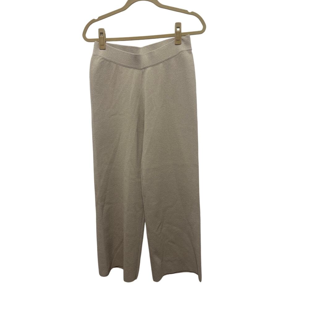 Cyrus New York Oat Knit Stretch Pull-on Quiet Luxury Lounge Wide Leg Pants S NWT